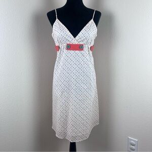 Lucca Dress Womens Medium Empire Waist A Line Stars V Neck Cotton Y2K 90s Cream